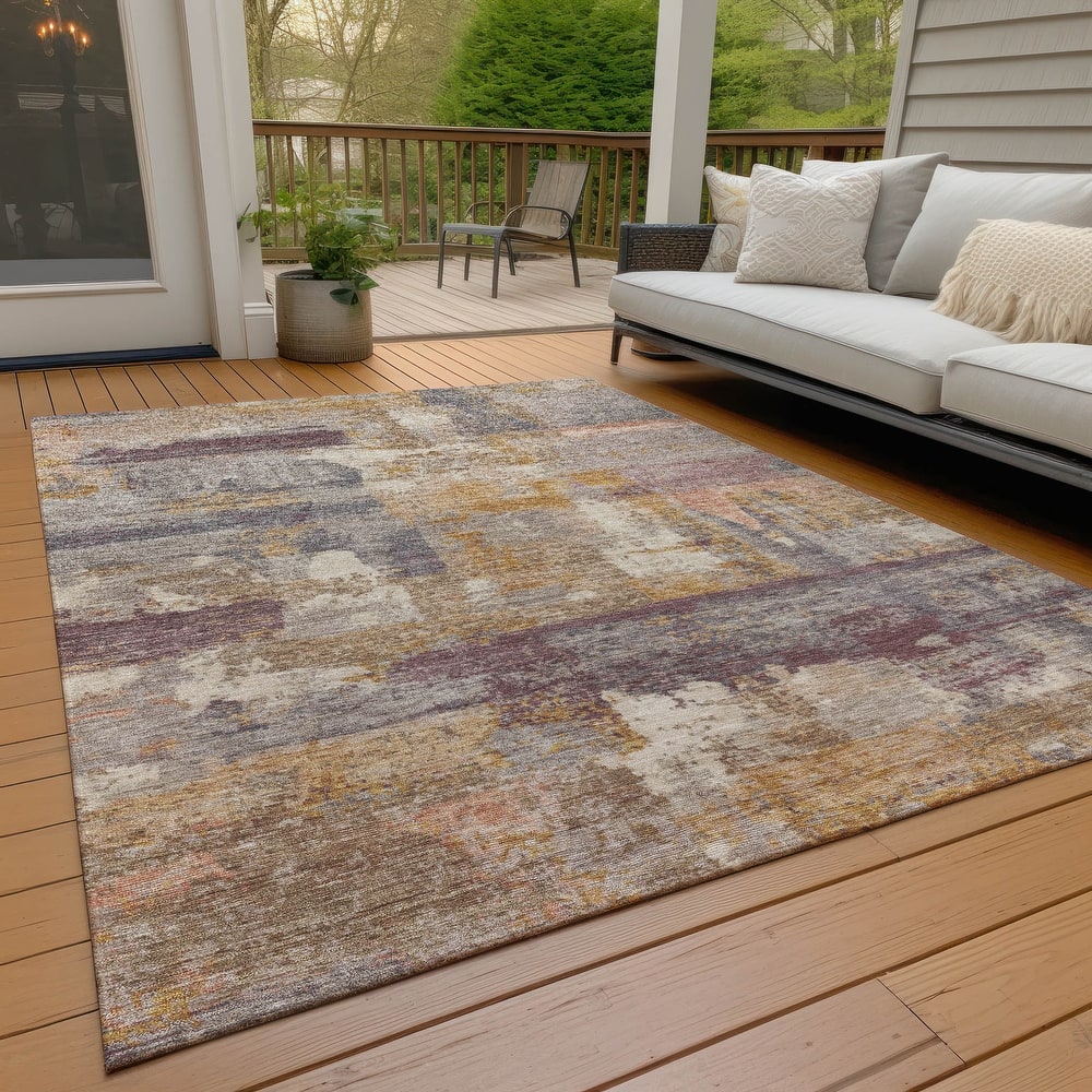 Machine Washable Indoor/Outdoor Contemporary Chantille Rug