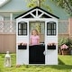 preview thumbnail 2 of 21, Wooden Adventure Cottage Playhouse for Kids with Working Door, Windows, Service Station, and Flower Pot Holders