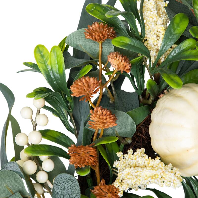 Gourds and Pinecones Artificial Fall Harvest Wreath - 24"