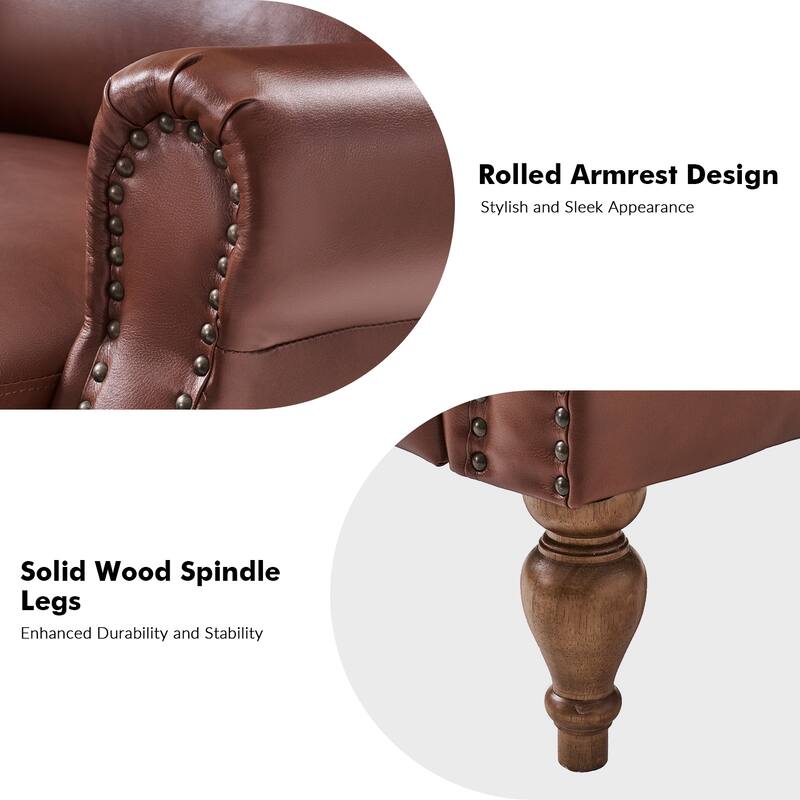 Terri Traditional Vegan Leather Manual Push Back Recliner by HULALA HOME