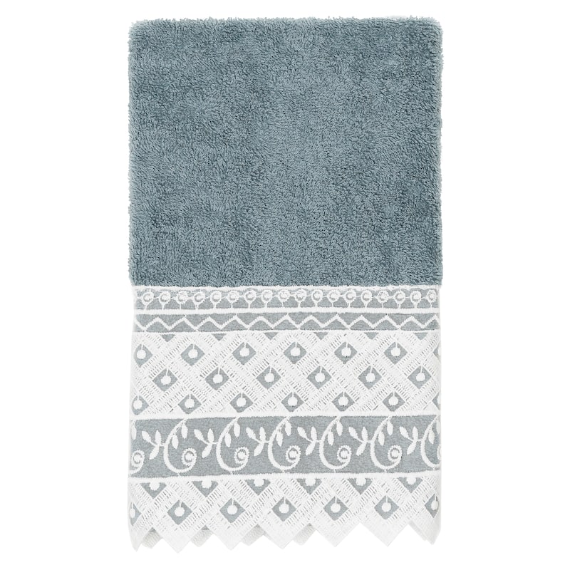 Authentic Hotel and Spa 100% Turkish Cotton Aiden 3PC White Lace Embellished Towel Set