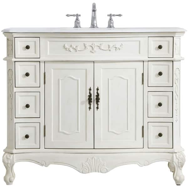 slide 2 of 11, Elegant Lighting VF10142-VW Danville 42" Free Standing Single Basin Antique White - Antique
