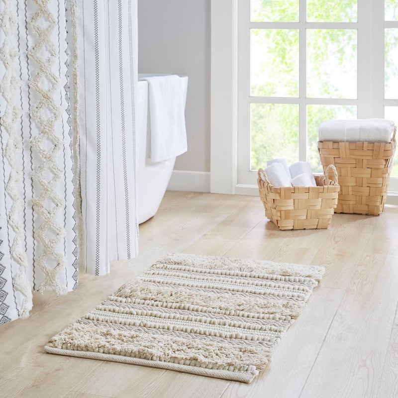 INK+IVY Asher Woven Texture Stripe Bath Rug