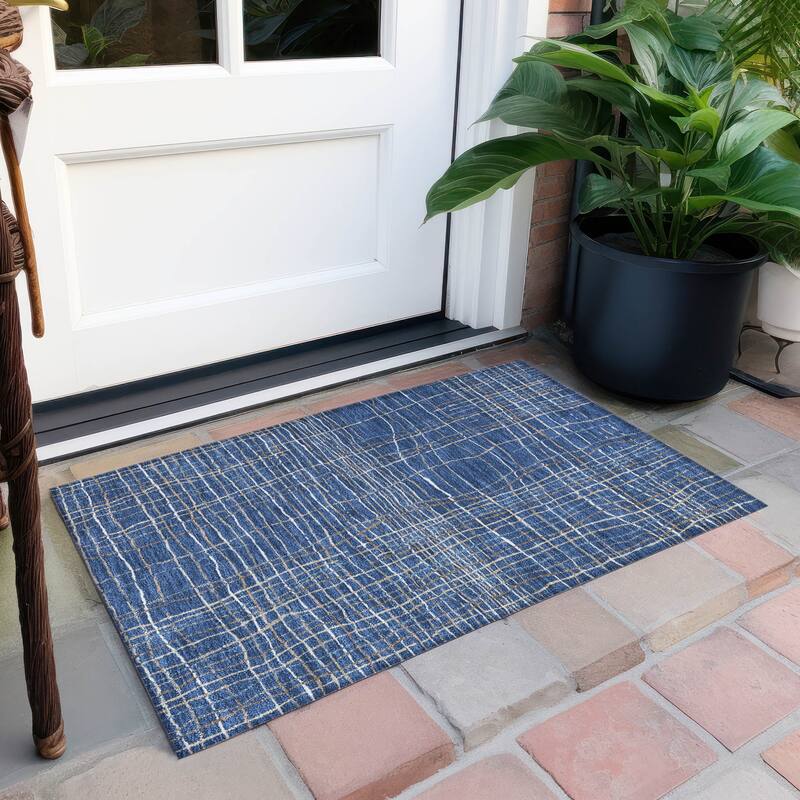 Machine Washable Indoor/ Outdoor Modern Century Chantille Rug