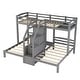 preview thumbnail 10 of 10, Twin Over Twin & Twin Bunk Bed with Staircase and Storage, Grey