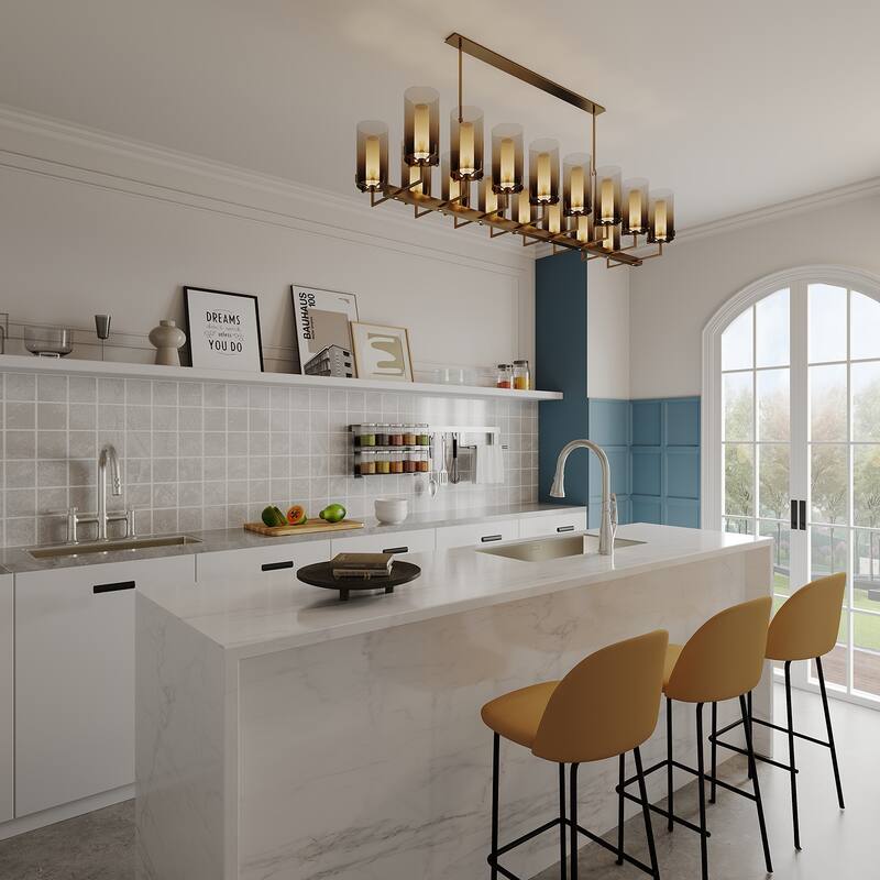 Modern Double Handle 3-Holes Deck Mount Bridge Kitchen Faucet