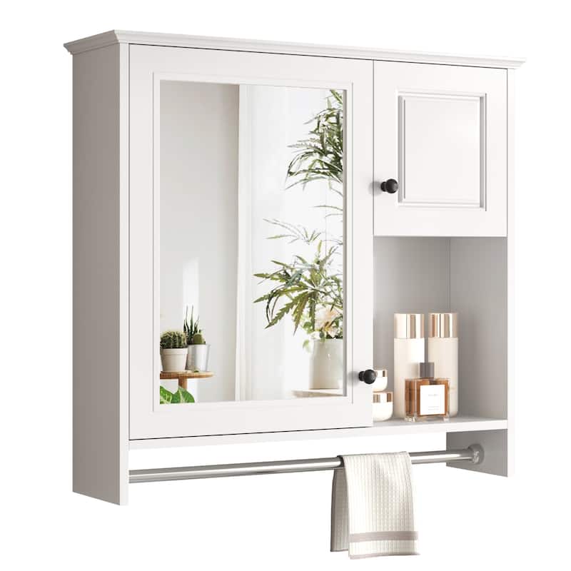 Bathroom Wall Cabinet with Mirrored Door, Wall Mounted Medicine Cabinet with Adjustable Shelves, Over Toilet Storage Cabinet