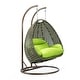 preview thumbnail 94 of 128, LeisureMod Modern 2-Person Egg Hanging Swing Chair with Beige Wicker, Oxford Fabric Cover, Patio Hammock Lounger and Cushions 27"Dx57"Wx78"H - Light Green