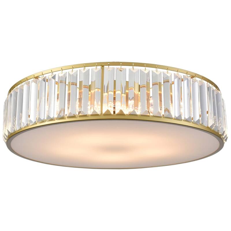 La Palma Modern Gold Crystal Flush Mount Ceiling Light Fixture - Brass - 5-Lights