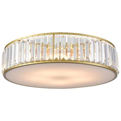 La Palma Modern Gold Crystal Flush Mount Ceiling Light Fixture - Brass