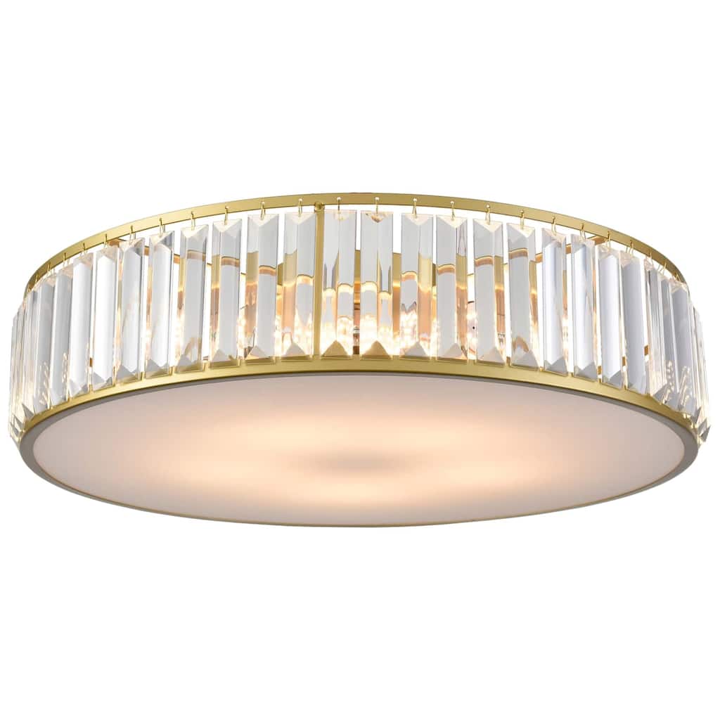 La Palma Modern Gold Crystal Flush Mount Ceiling Light Fixture - Brass