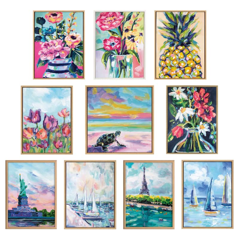 Kate and Laurel Sylvie Rainbows Framed Canvas by Rachel Christopoulos