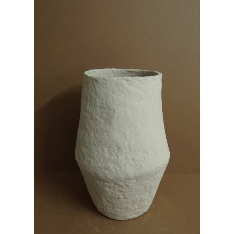 Paper Mache Vase Dia 23" Off-White