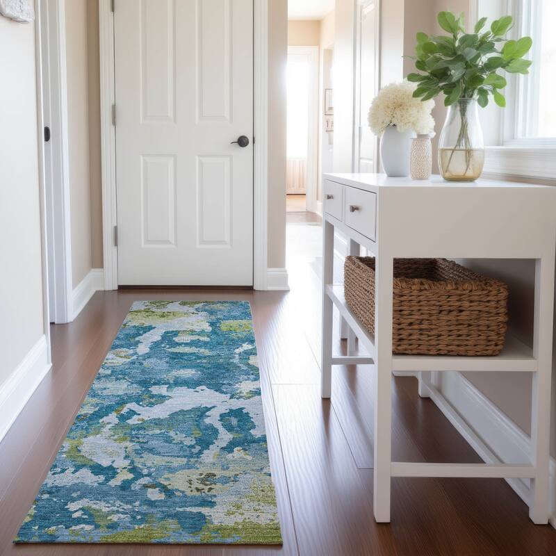 Premium Washable Super Soft Abstract Chic Mayfield Rug - Denim - 2'3" x 7'6"