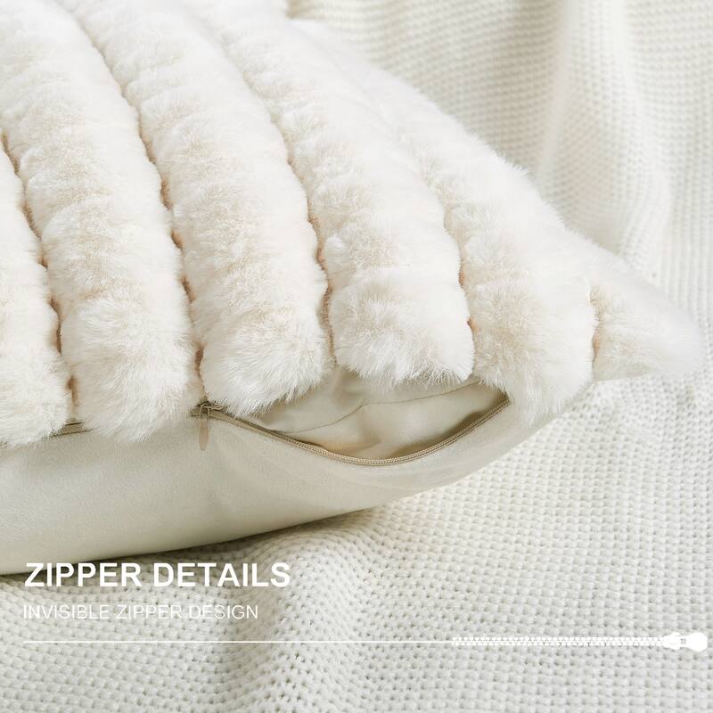 Spandex Striped Heavy ImitativeRabbit FauxFur Pillow Shell