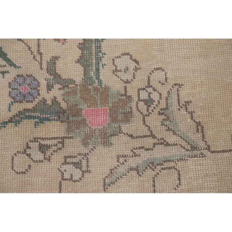 Distressed Geometric Tabriz Persian Rug Hand-knotted Wool Carpet - 9'8" x 12'11"