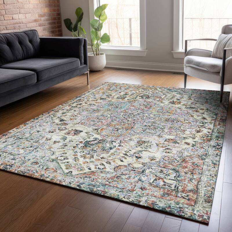 Machine Washable Indoor/Outdoor Traditional Chantille Rug