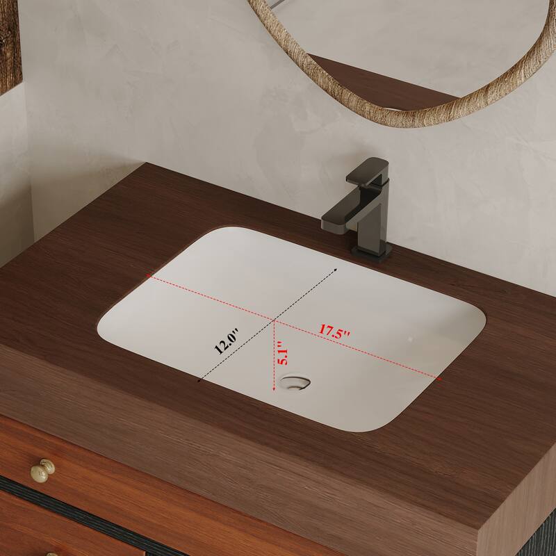 Mid-Century Modern Free-Standing Bathroom Vanity with Ceramic Sink & Sintered Stone Top