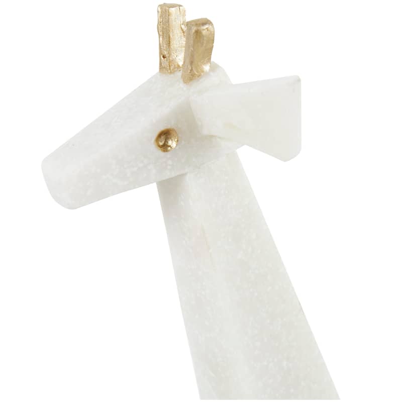 Polystone Elephant, Giraffe Cubist Inspired Sculpture with Gold Accents - Set of 2 White - Roche River Decor - 6"W x 9"L x 7"H