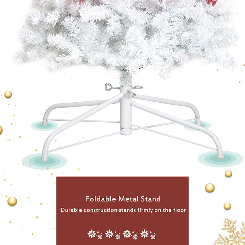 6FT Artificial Fir Christmas Tree, Santa Hat Bendable Top Design, 300 LED Lights, 1250 Branch Tips, Indoor Holiday Decor