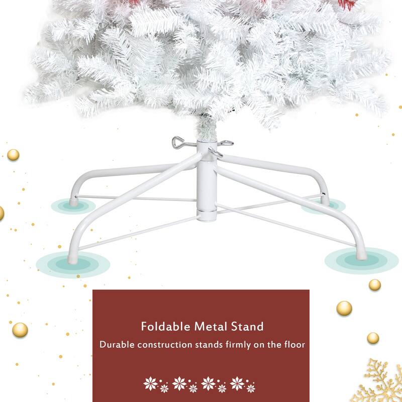 Bendable 6FT Santa Hat Style Christmas Tree with LED Lights and Metal Stand, Fake Xmas Tree for Holiday, Home, Party