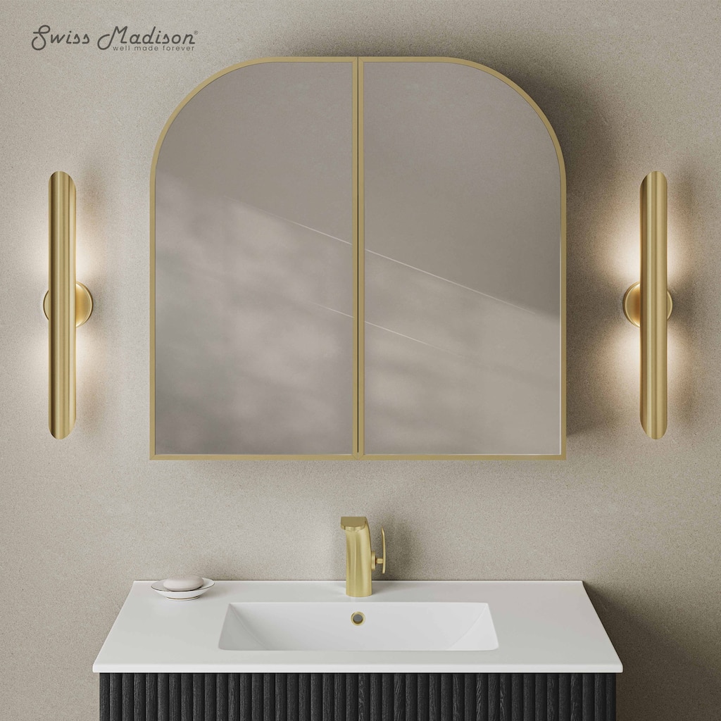 Porte 32 X 31 Arched Recessed/Wall Mount Medicine Cabinet With Mirror In Gold - 32 x 31