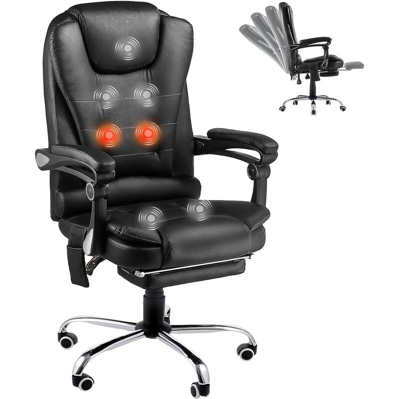 AECOJOY Heated Executive Office Chair w/ Massage &Adjustable Height - Black