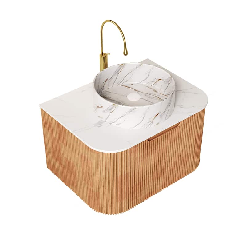 Wall-Mounted Floating Bathroom Vanity with Sink