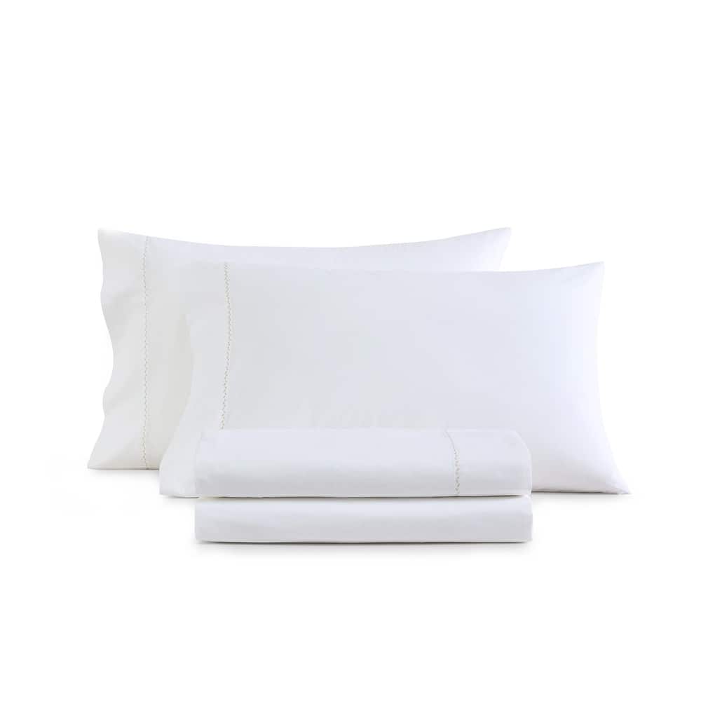 Martha Stewart Lilly Pond Leaf Embroidered Cotton Sheet Set