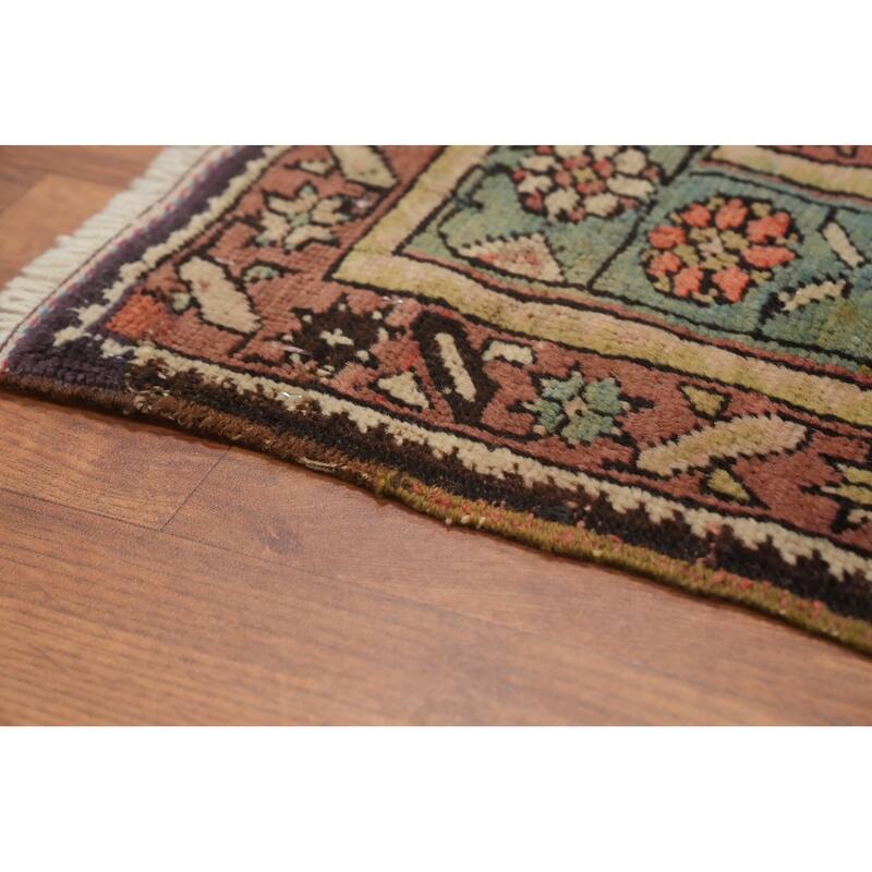 Hand Knotted Oriental 100% Wool Carpet Traditional Geometric Black Runner Rug - 8' 8'' X 3' 6''