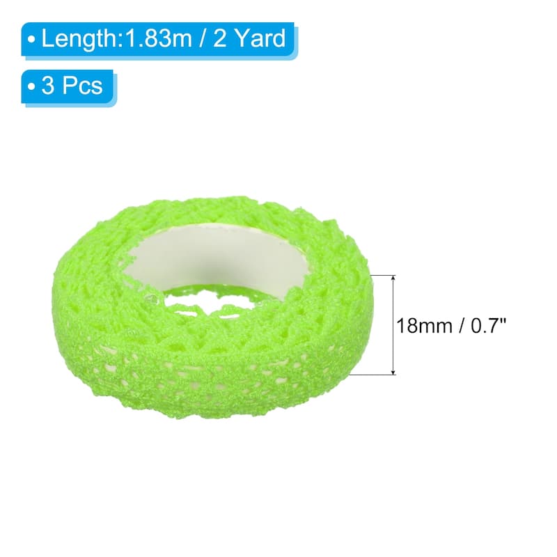 3pcs 0.7" Wide 2 Yards Self-Adhesive Lace Tape Ribbon for Craft
