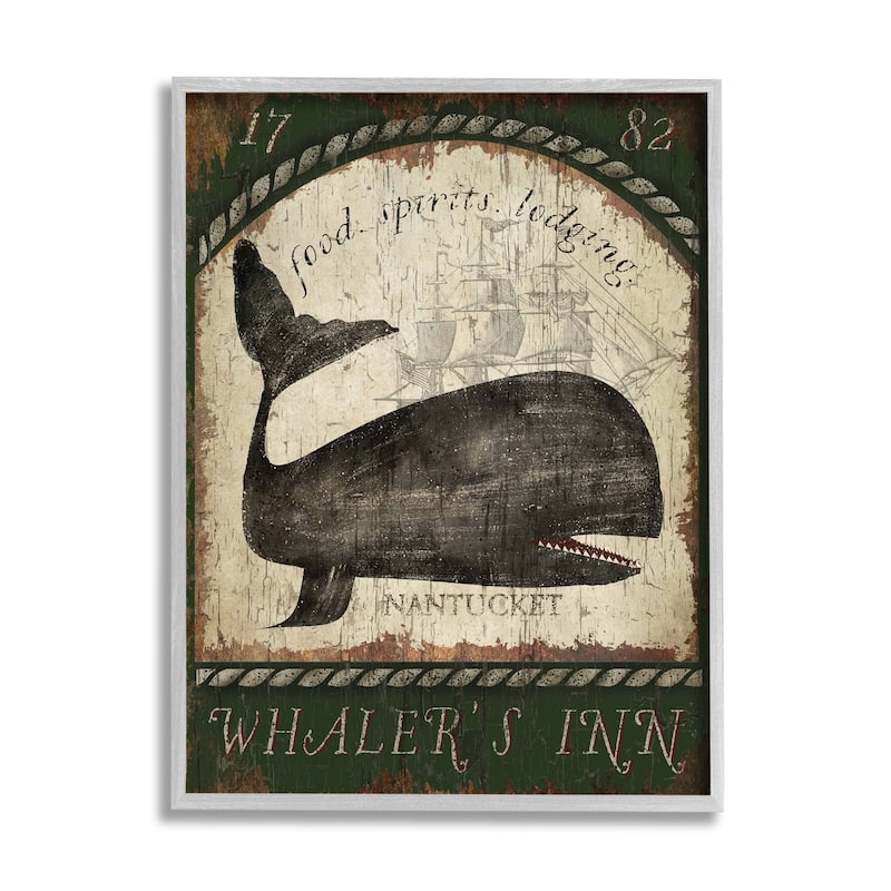 Stupell Vintage Nantucket Whaler's Inn Sign Framed Wall Art