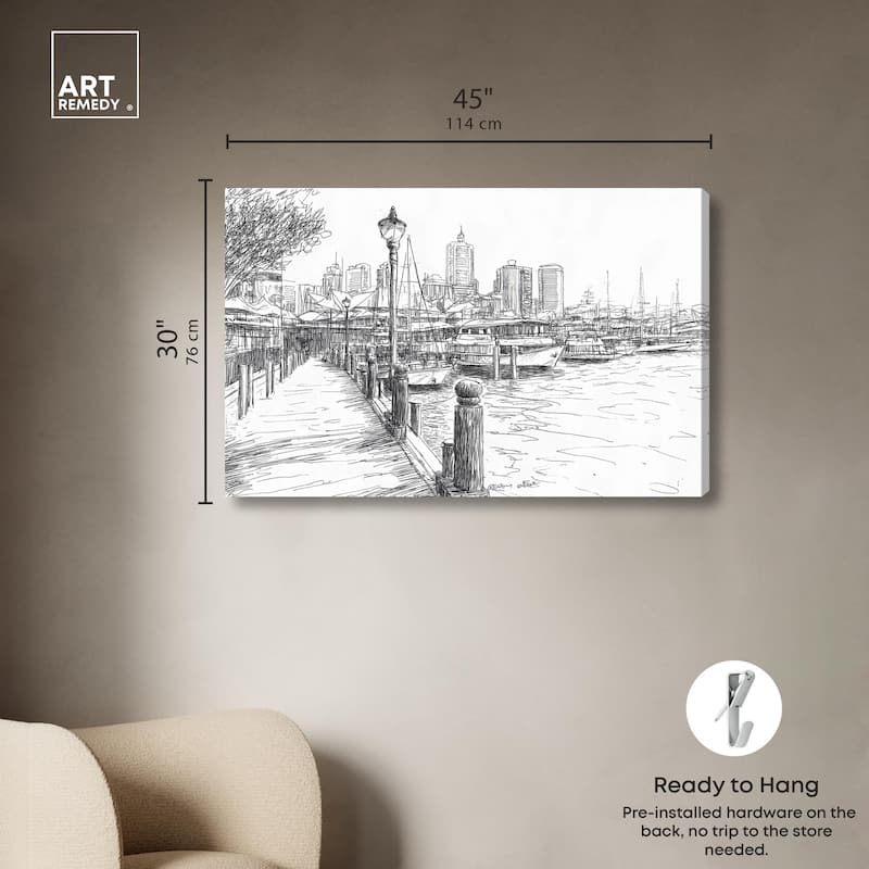 Harbour City Ink Canvas by Art Remedy, Gallery Wrapped