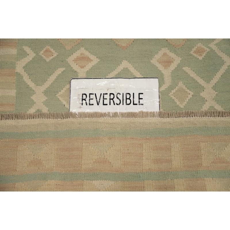 Hand Woven Oriental 100% Wool Carpet Southwestern Tribal Green Kilim Area Rug - 5' 10'' X 3' 10''