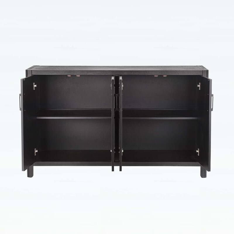 4-Door Cabinet with Smooth Rounded Corners & Refined Metal Handles