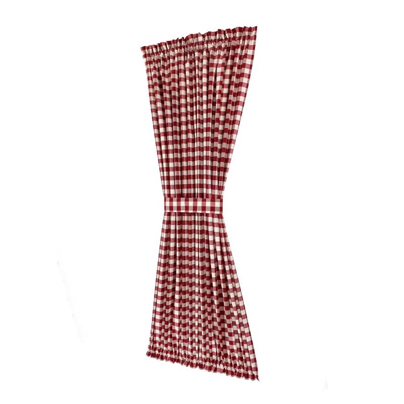 Buffalo Check Rod Pocket Door Panel and Tieback