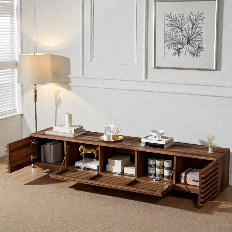 78.7" Modern TV Stand for TVs up to 85 Inch, Low Profile Entertainment Center with Cable Management, Soft-Close Doors