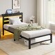 preview thumbnail 77 of 83, LED Platform Bed with Headboard&USB Charging Station