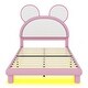 preview thumbnail 26 of 24, Upholstered Platform Bed with Cartoon Ears Shaped Headboard, LED Light