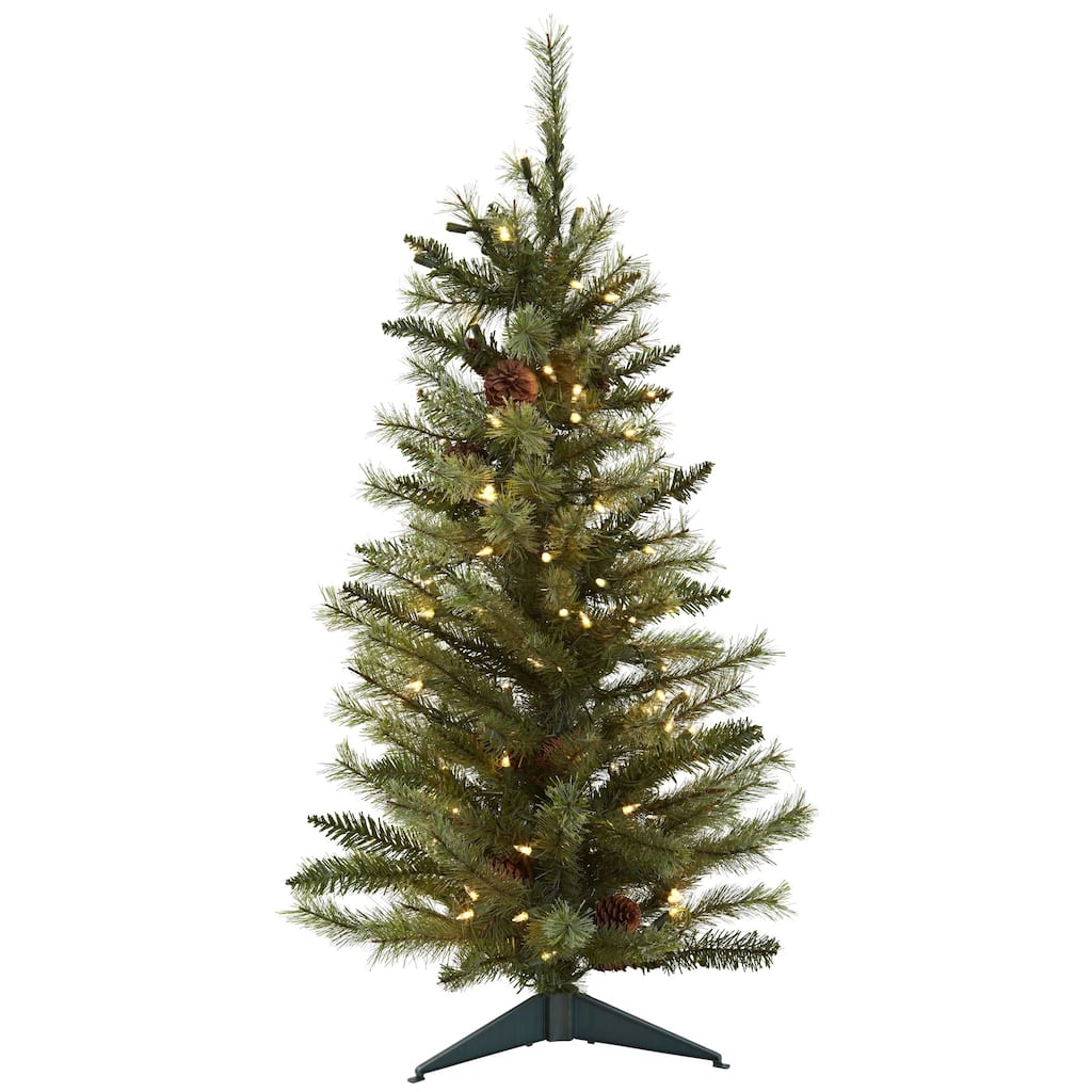 3' Pre-Lit Pinecone Artificial Christmas Tree, Clear Lights - 3 Foot