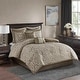 preview thumbnail 52 of 79, Madison Park Odette 8 Piece Jacquard Comforter Set Tan/Ivory - California King
