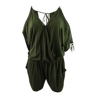 Shop Jessica Simpson Women S Saga Cold Shoulder Romper M Olive