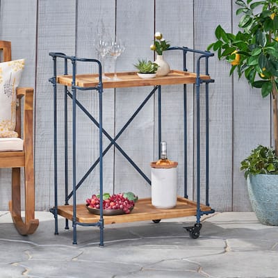 Eden Outdoor Industrial Firwood and Iron Bar Cart by Christopher Knight Home - 28.00" L x 17.25" W x 33.00" H