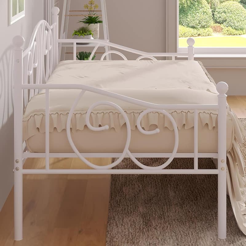 Javlergo Twin Metal Daybed Frame with Slats, Classic Mattress Foundation, No Box Spring Needed