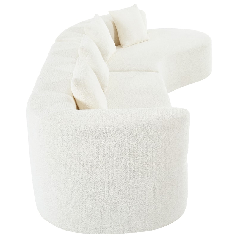 Curved Design Chenille Sectional Sofa, Modern Modular Couch with 4 Pillows, Plush Sponge and Spring Cushion, Sponge Sofa