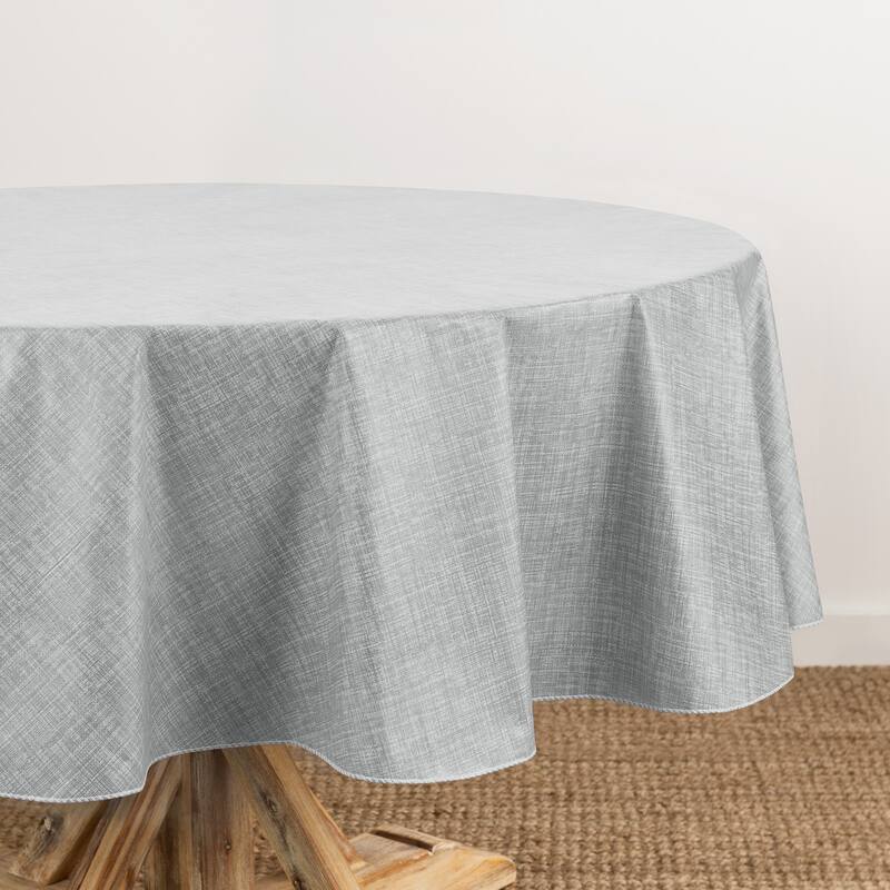 Monterey Linen Texture Vinyl Indoor/Outdoor Tablecloth - 60x84 Oval - Gray