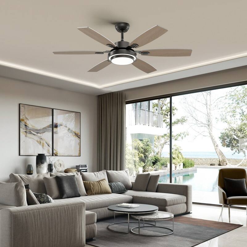 52 Inch Farmhouse Ceiling Fan with Light and Remote Black Industrial Caged Ceiling Fans for Bedroom - 52 in.
