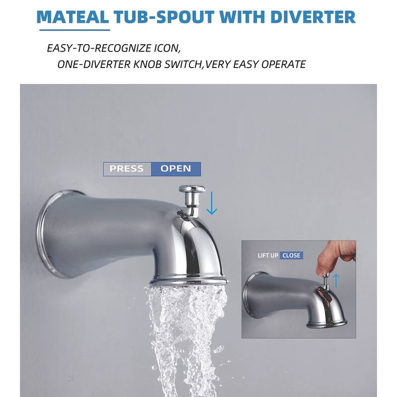 Complete Shower System with Tub Shower Faucet Set 5in Head Matte Black