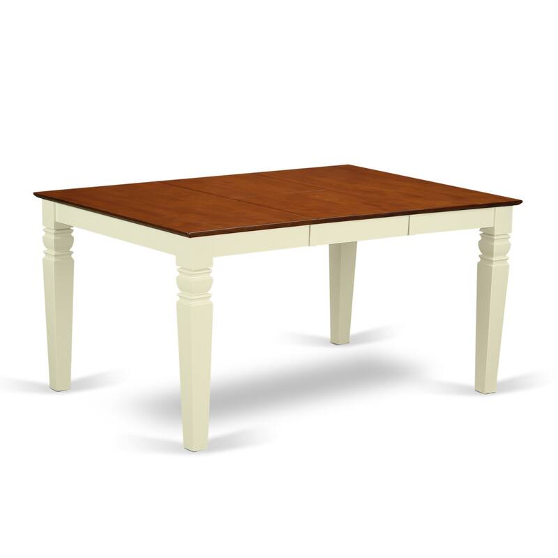 HomeStock 7-Piece Buttermilk and Cherry Finish Solid Wood Top Dining Table with 6 Chairs with Lattice Back