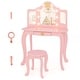 preview thumbnail 7 of 6, 2 in 1 Princess Makeup Desk Dressing Table Kids Vanity Set w/ Lights Pink